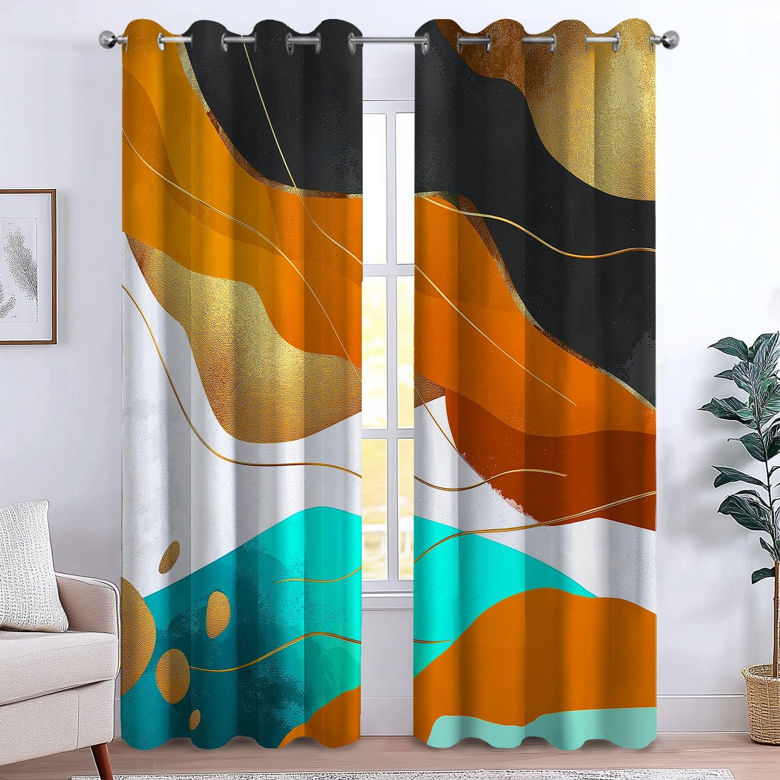 117 x 229 cm, zestaw 2 termicznych zasłon zaciemniających, nowoczesne, zakrzywione, izolowane zasłony okienne, tłumiące hałas i światło, miękka i elegancka tkanina do salonu, sypialni, kolor