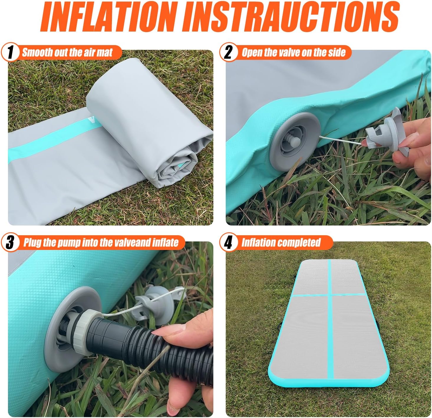 Gymnastics Air Mat 8.2ft/10ft/13ft/16ft Inflatable Air Tumble Track Mat 4" Thick Tumbling Mat With Pump/No Pump for Training Tumble Yoga Cheerleading Parkour Beach Water Activities Home Use