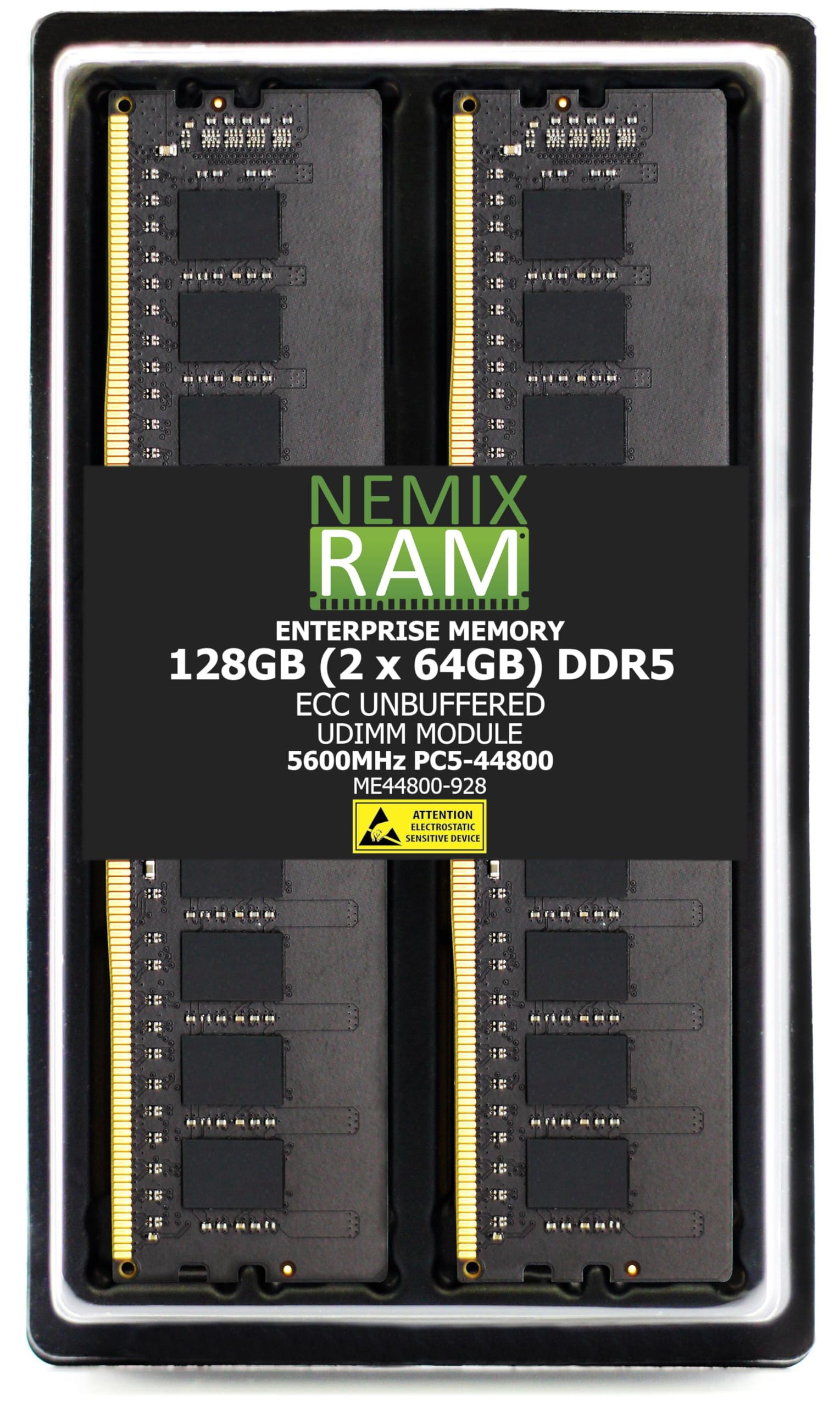 128GB 2X64GB DDR5 5600MHz PC5-44800 2Rx8 1.1V CL46 288-PIN ECC