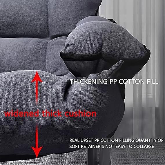 Lazy Chair with Ottoman and Armrest, Modern Folding Lounge Chair, Reclining Sofa Leisure Chair with Footstool for Living Room, Bedroom, Office,B