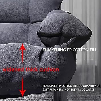 Lazy Chair with Ottoman and Armrest, Modern Folding Lounge Chair, Reclining Sofa Leisure Chair with Footstool for Living Room, Bedroom, Office,B