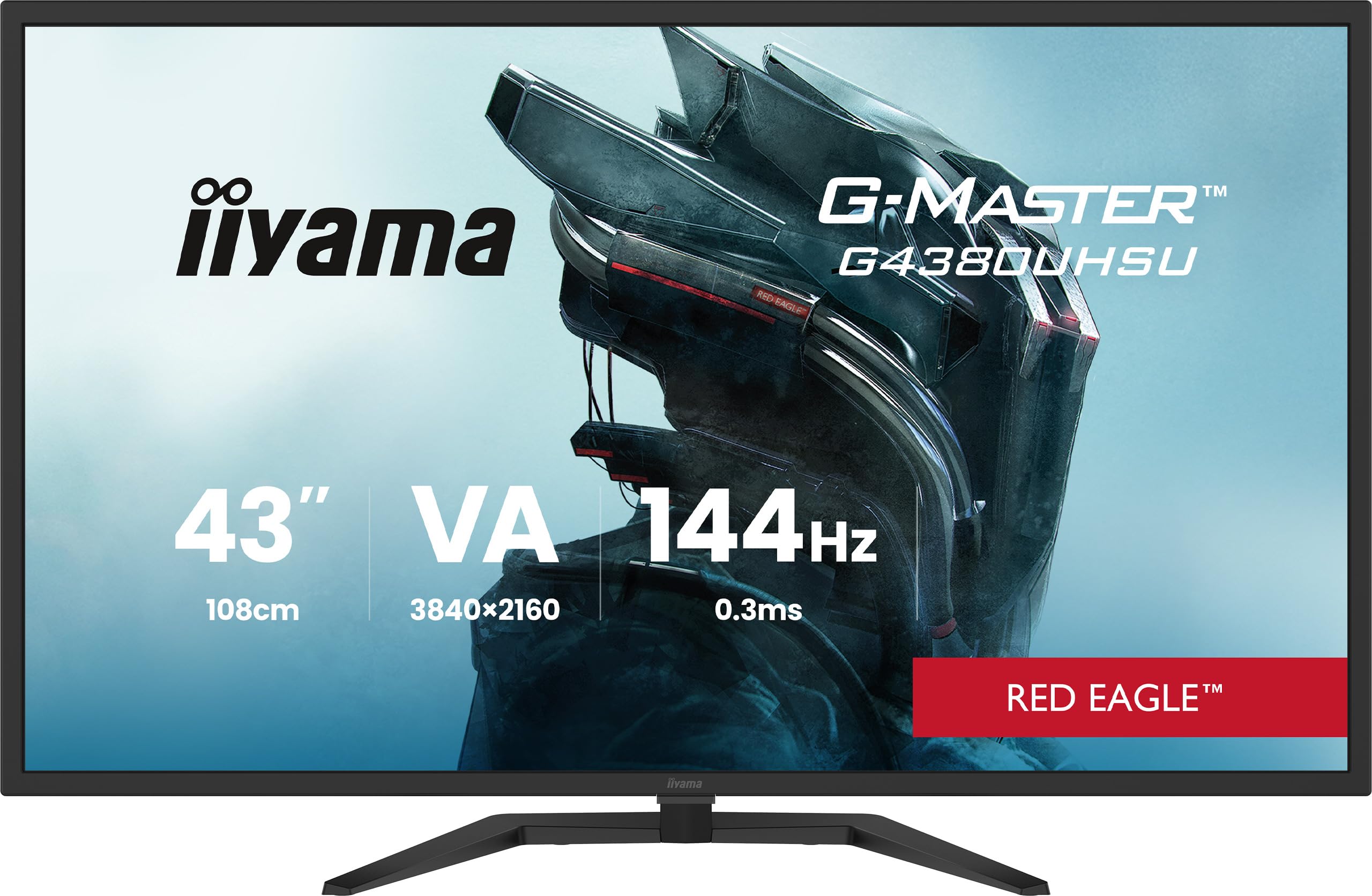iiyama G-​Master G4380UHSU-​B2 43 Pulgadas VA, 144Hz, 0.3ms (MPRT), 4K UHD, FreeSync Premium, 2 x HDMI 2.1/​DP/​USB/​USB-​C (7.5W), 2 x 7W Altavoces, Control Remoto