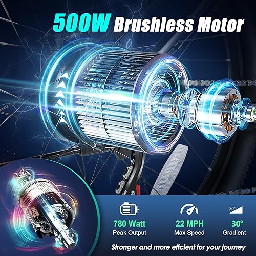 Miniatura 2 de Vivi Electric Bike for Adults 26 Inch 780W Peak Ebike for Adults Removable 48V Battery, Electric Mountain Bike 21 Speed Gears, Electric Bicycle 50