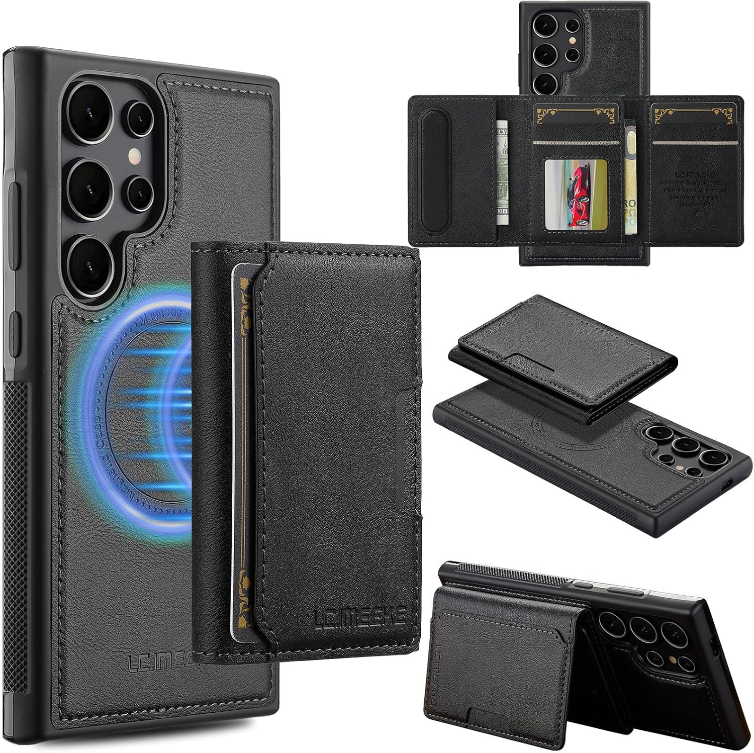 SZHAIYU L5 2 in 1 Detachable Wallet Phone Cases Compatible with Samsun Galaxy S25 Ultra Case with Card Holder RFID Blocking, Magnetic Wireless Charging, Fuax Leather 6.8'' (S25 Ultra,Black)
