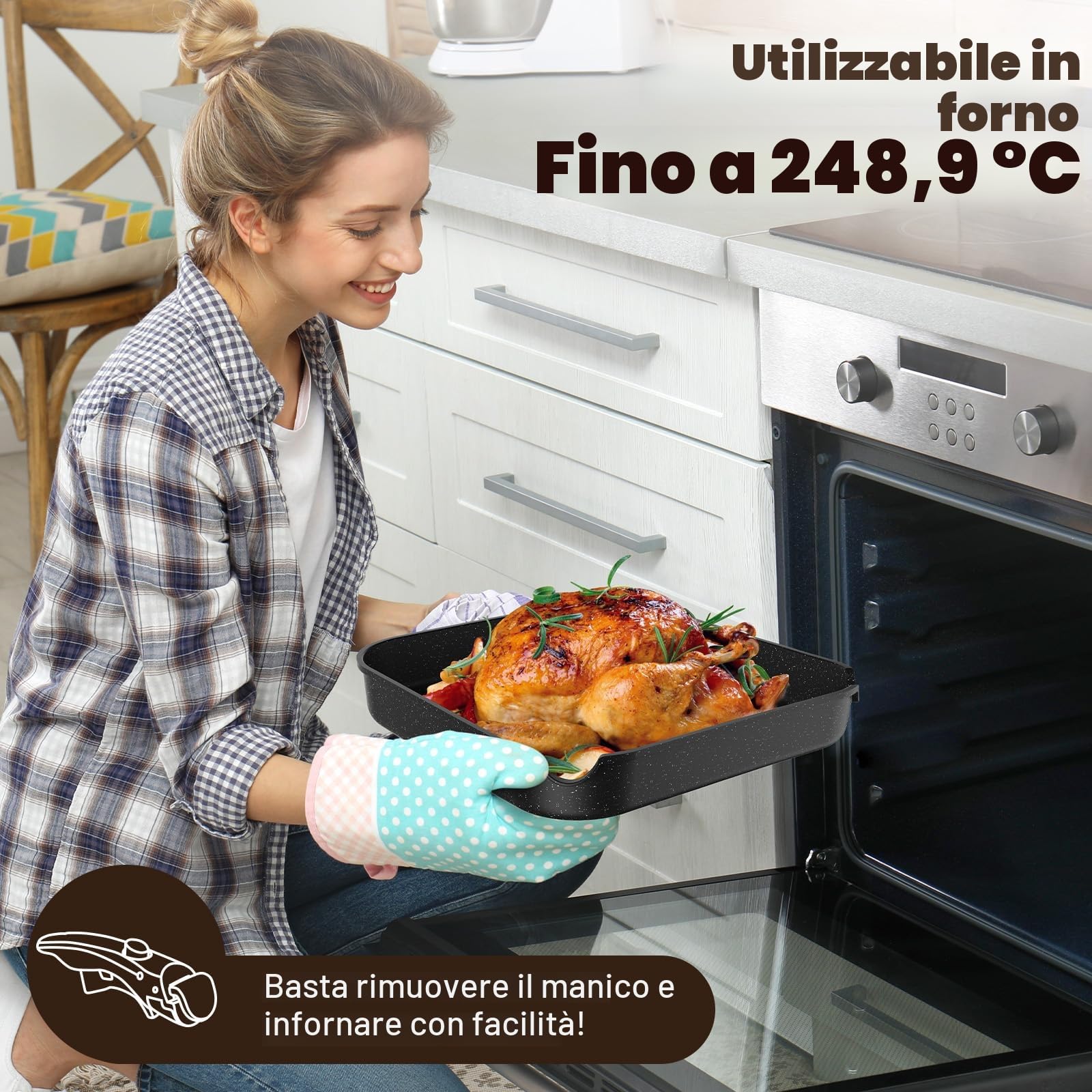YASHE Set di pentole e padelle da 21 pezzi con manici staccabili – antiaderente, compatibile con induzione, lavabile in lavastoviglie, impilabile