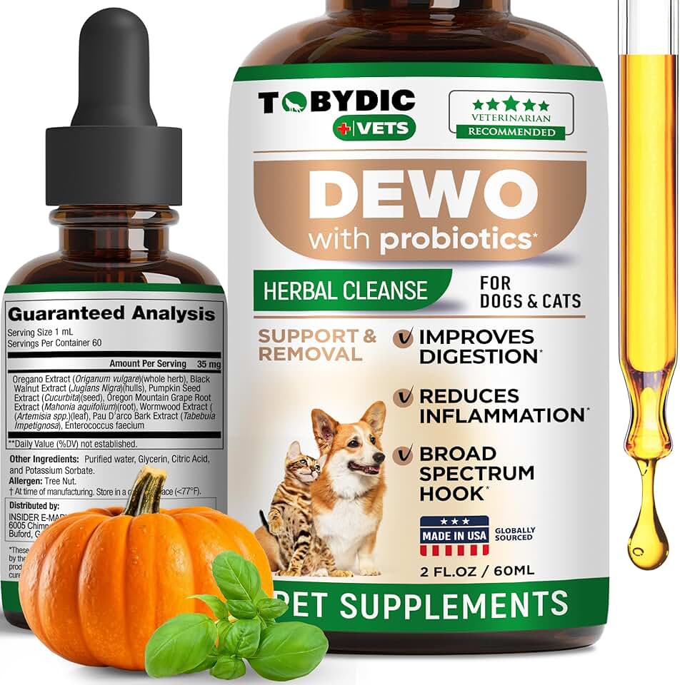 Tobydic 廣譜草本益生菌腸道防禦劑，適用於貓狗 - 天然支持有助於清除毒素 - 補充滴劑 - 美國製造