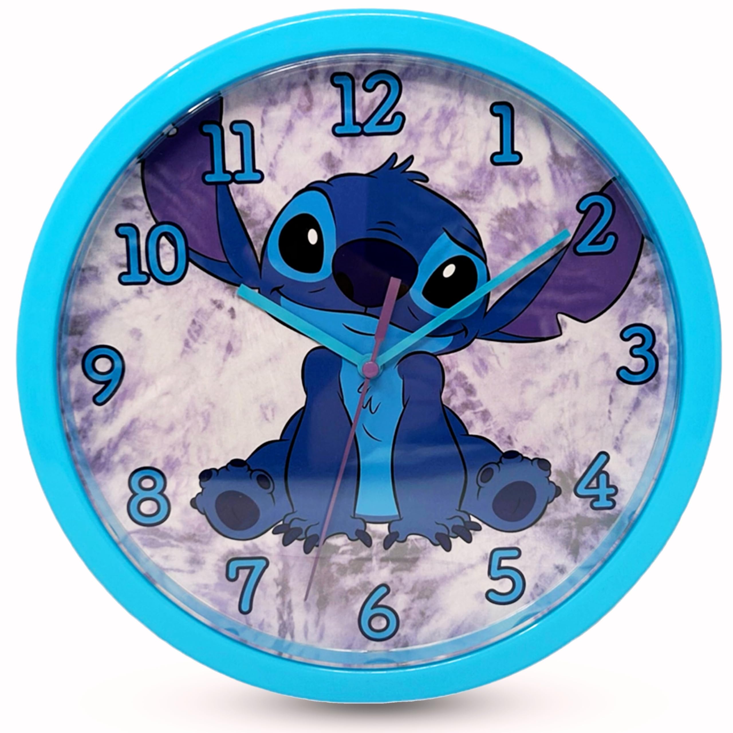 Hovuk Unisex Kids Disney Stitch Wall Clock 25Cm - Children's Watch Kids Teaching Clock, Minimal Sound Mount Clocks For Kids Bedroom, Colourful Dial Analog Clock For 3+Years