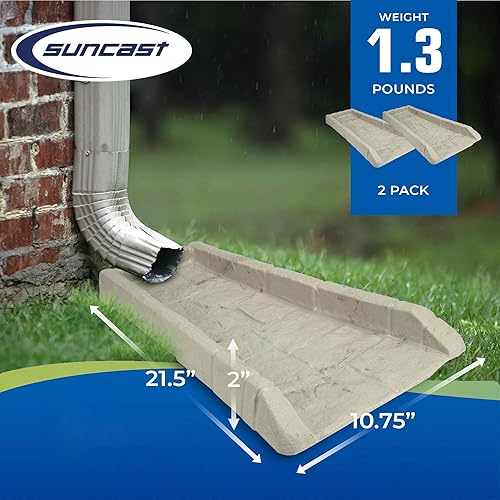 Miniatura 2 de Suncast Compuesto de poliéster fácil de usar, decorativo para exteriores, canaleta de lluvia Downspout, bloque de salpicaduras para desagües debajo