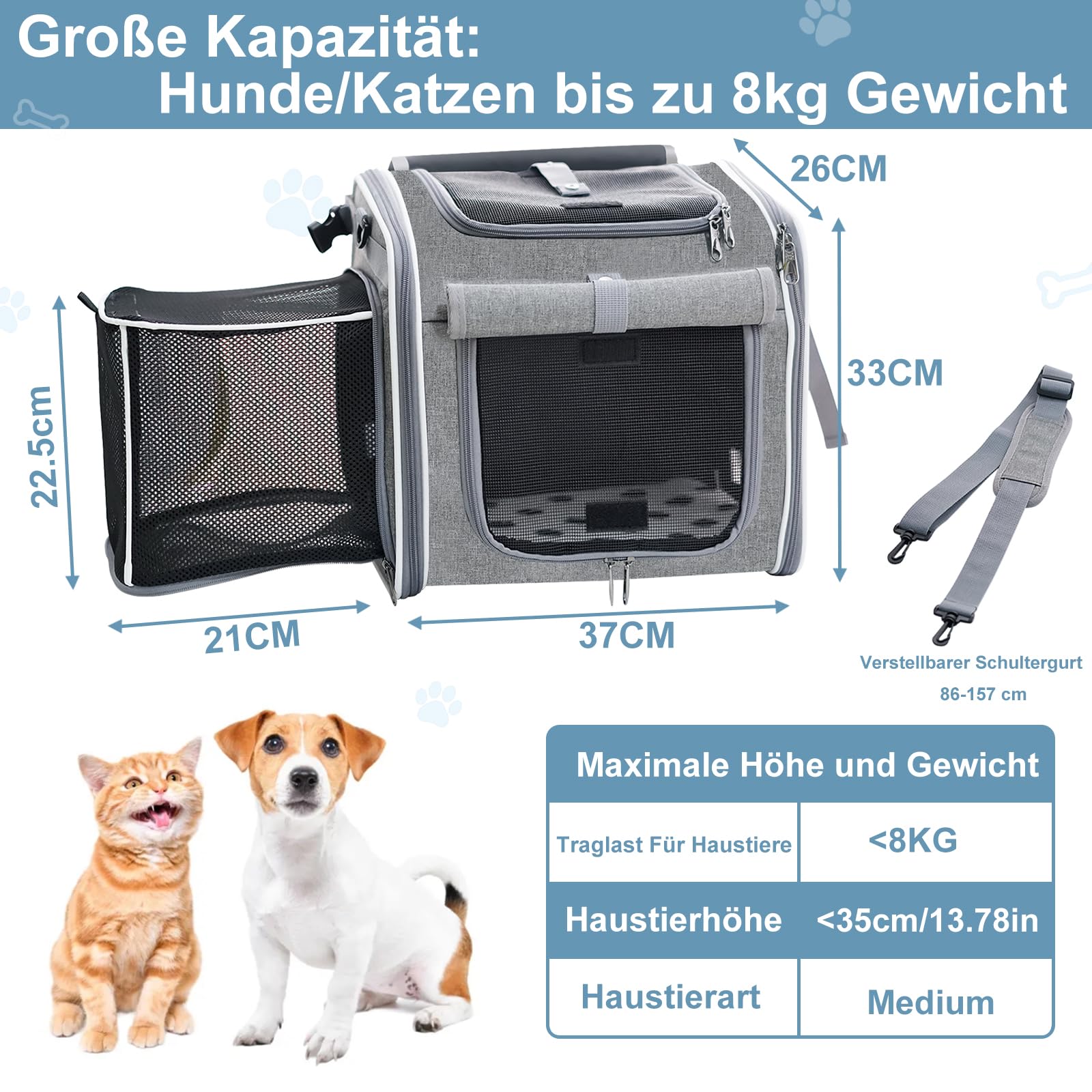 hundekorb Fahrrad vorne, Fahrradkorb Hund, hundekorb Fahrrad mit 4 Mesh-Fenster, Hunde Fahrrad Korb 4-Offenen Türen, fahrradkorb für Hunde für Kleine Katzen und Hunde