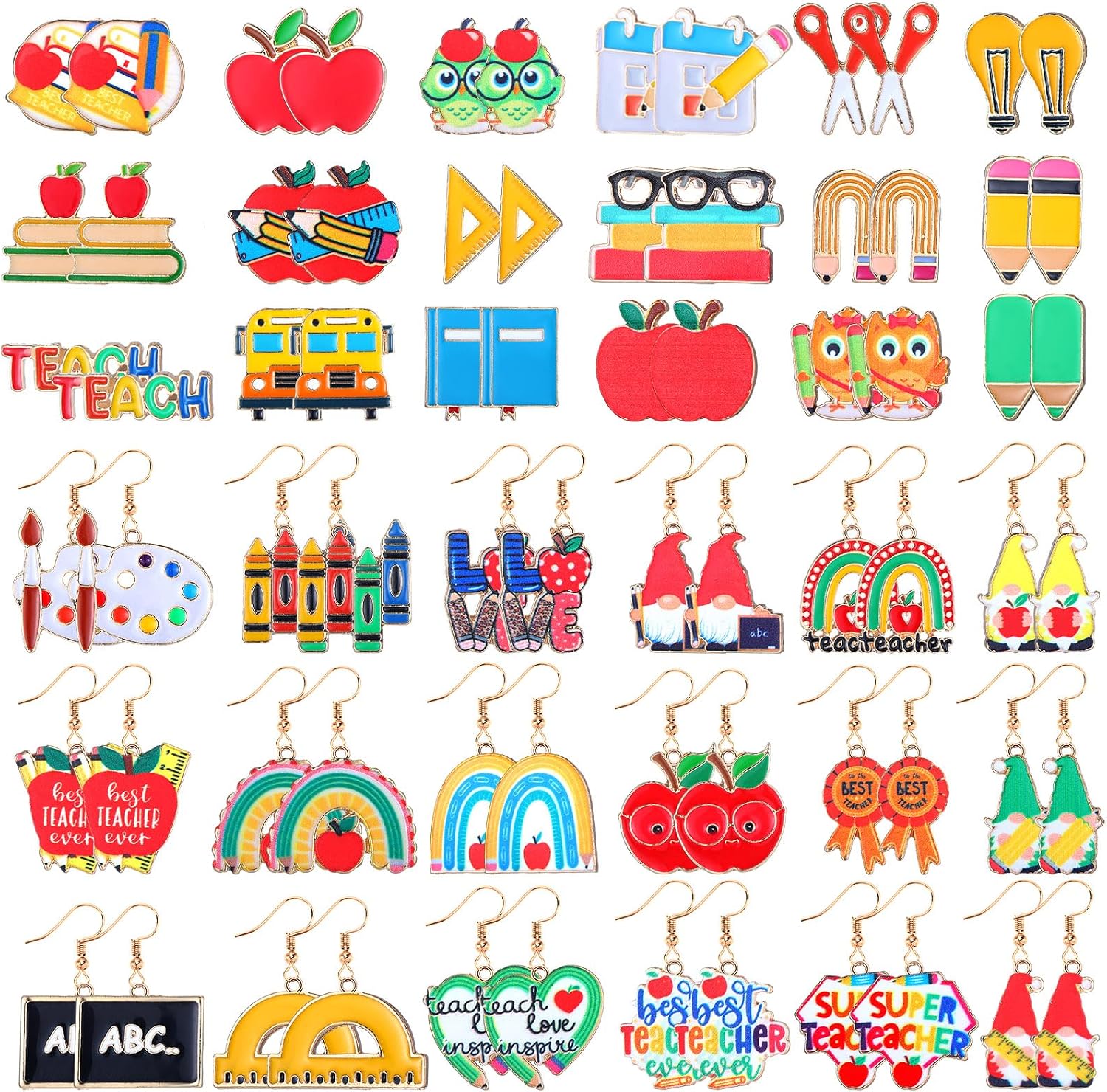 Yunlly 36 Pairs Teacher Earrings for Women Bulk