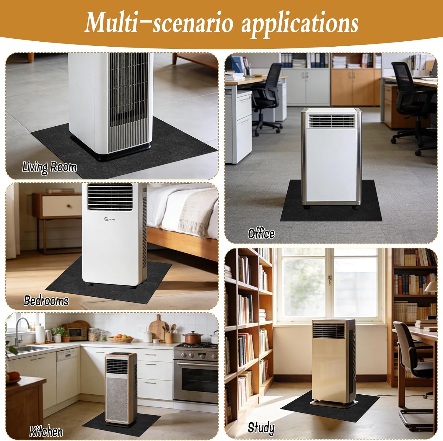 2 Pcs Portable Air Conditioner Drip Mat - 23.6" x 25.6" Thick Felt AC Unit Water Absorption Pad with Non Slip PVC Backing, Portable AC Unit Drip Mat to Prevent Water Leakage and Floor Damge