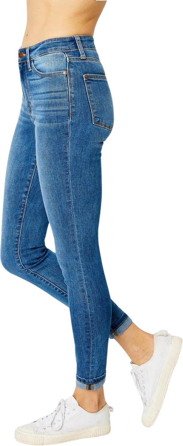 Judy Blue Woman's High-Rise Cuffed Hem Skinny Jeans 82449 (Medium Blue, 18 Plus) - Image 2