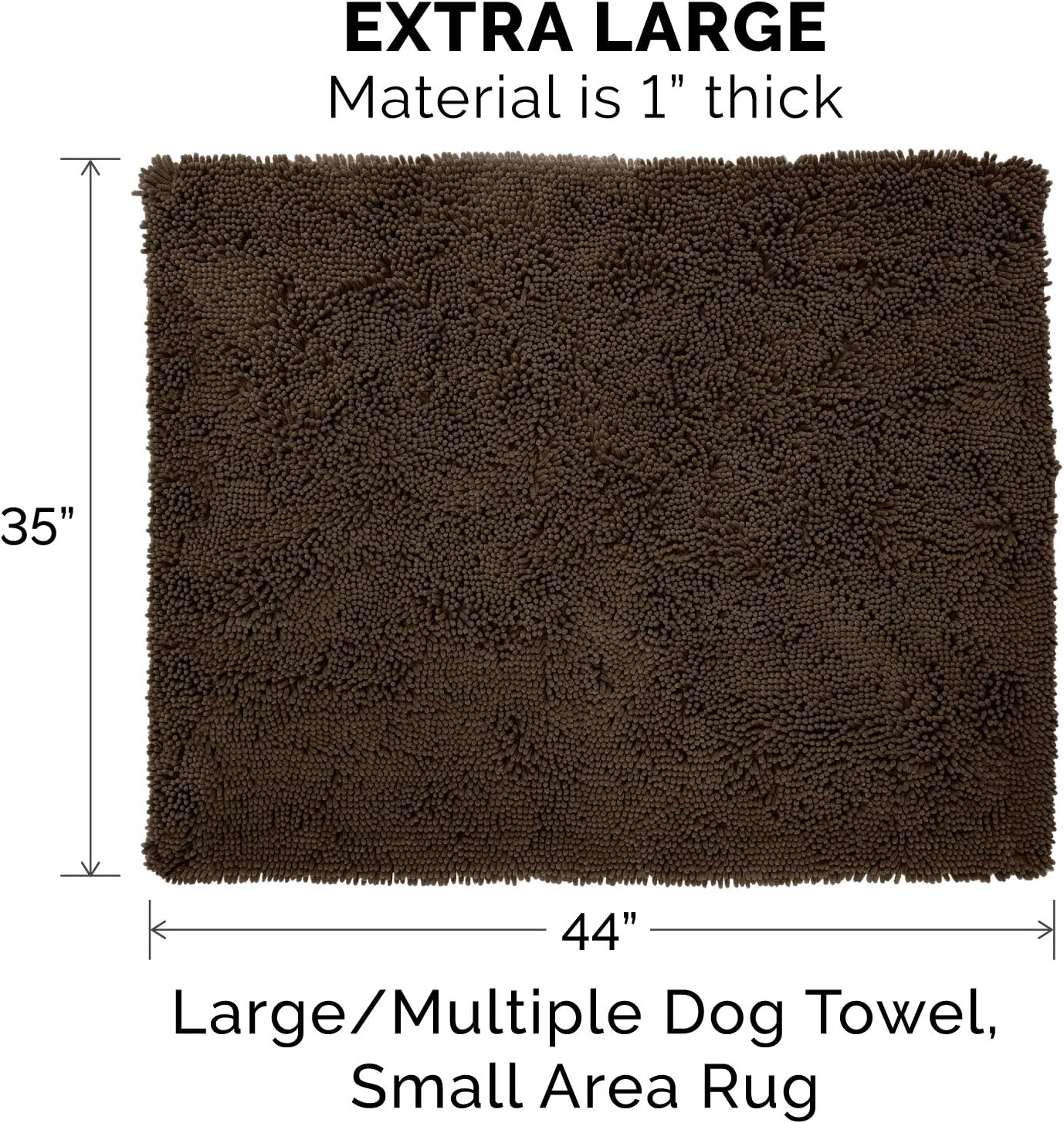 Furhaven 44" x 35" Highly Absorbent Dog Door Mat for Muddy Paws, 100% Washable, Perfect for Entryway, Kitchen, & Bathroom Use - Chenille Shammy Rug - Mud (Brown), Extra Large/XL