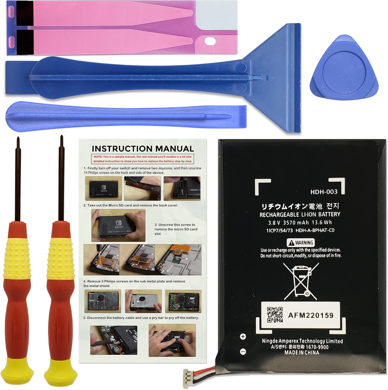 COMBOMAX for Switch Lite Battery Replacement, HDH003