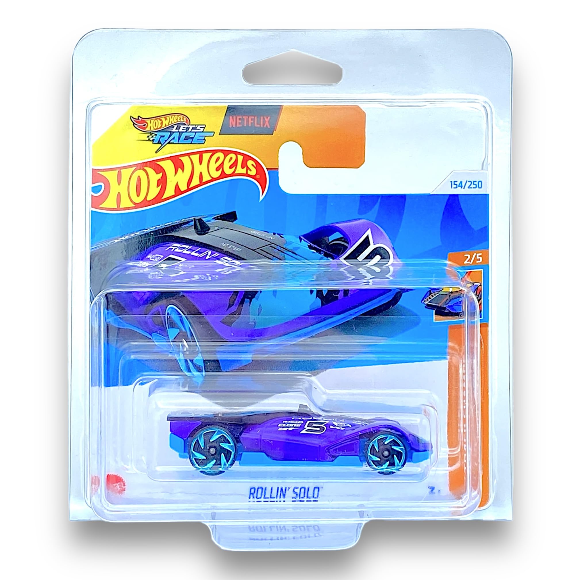 Hot Wheels Rollin' Solo (Purple & Blue Let's Race) 2/5 HW Track Champs - 2024-154/250 (Short Card) - COMES IN A GENUINE KLAS CAR KEEPER PROTECTOR CASE - HTC06