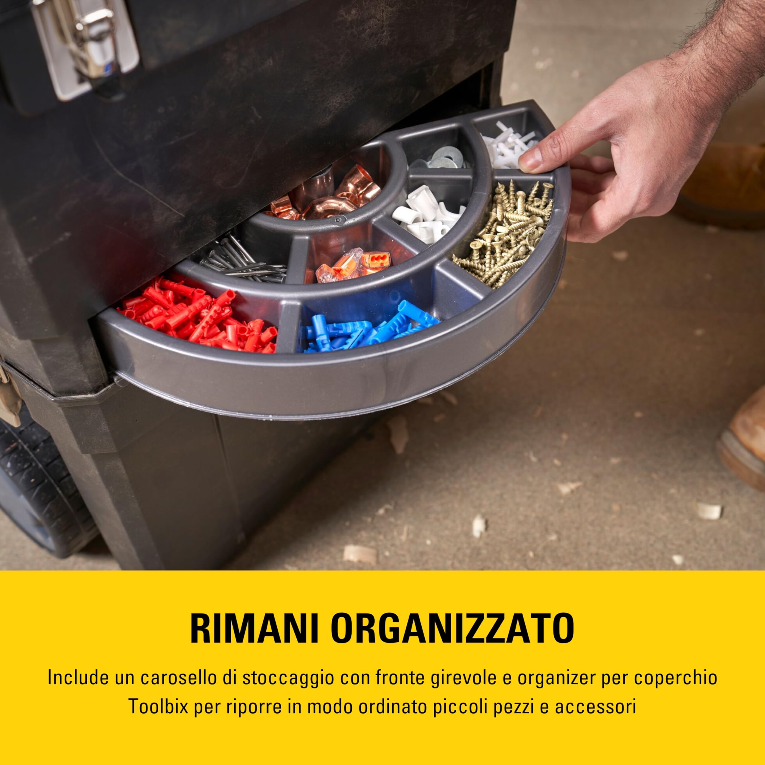 Centro di lavoro mobile STANLEY, officina mobile 2 in 1 con unità impilabili e cassetta degli attrezzi rimovibile, 1-93-968