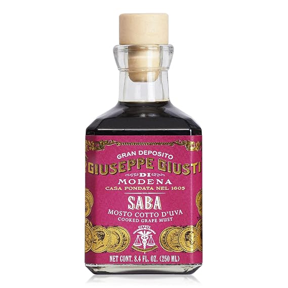 Giusti Mosto Cotto D'Uva, Italian Saba Cooked Grape Must Made In Modena, Italy, Sweet & Fruity Condiment For Cheese, Salads, Or Marinades - 8.45 Fl Oz (250 Ml) - Pack Of 1