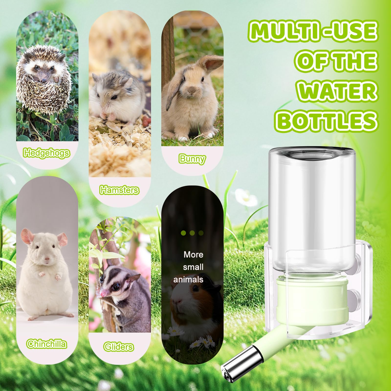 Hamster-Wasserflasche mit magnetischen Stents, Meerschweinchen-Wasserflasche, kein Tropfen, für kleine Tiere, Wasserflaschenspender für Glasbehälter, für Hamster, Meerschweinchen, Hasen, Frettchen