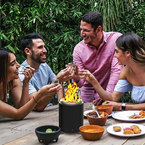 Miniatura 5 de Fogata de mesa, sin humo, para urbano, portátil, para combustión segura por pellets o madera, hecho de acero inoxidable, incluye bolsa de viaje, 8.2