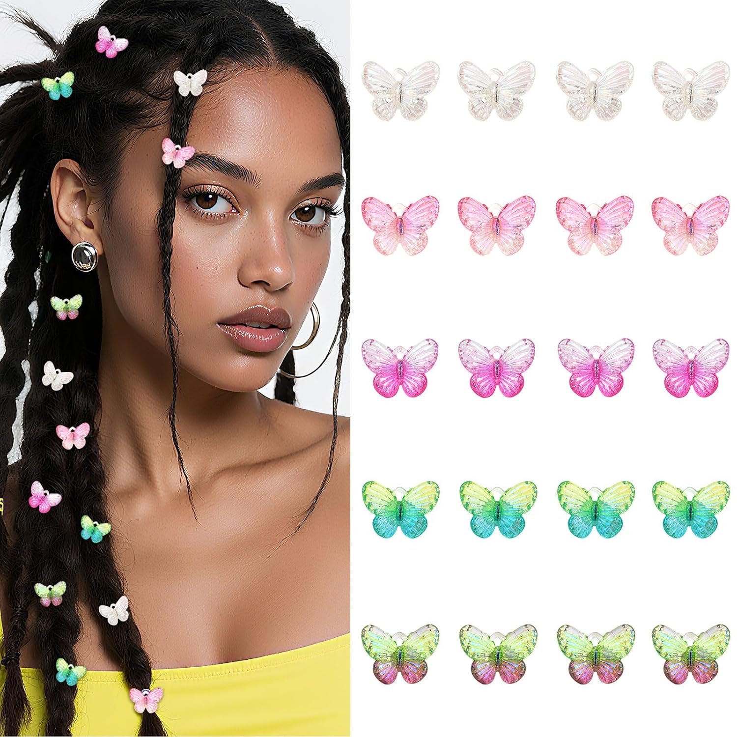 YISSION 20 Pcs Mini Butterfly Hair Clips Cute Hair Pins Small Butterfly Clips Wedding Hair Barrettes Bridal Hair Accessories for Girls Women (5 Colors)