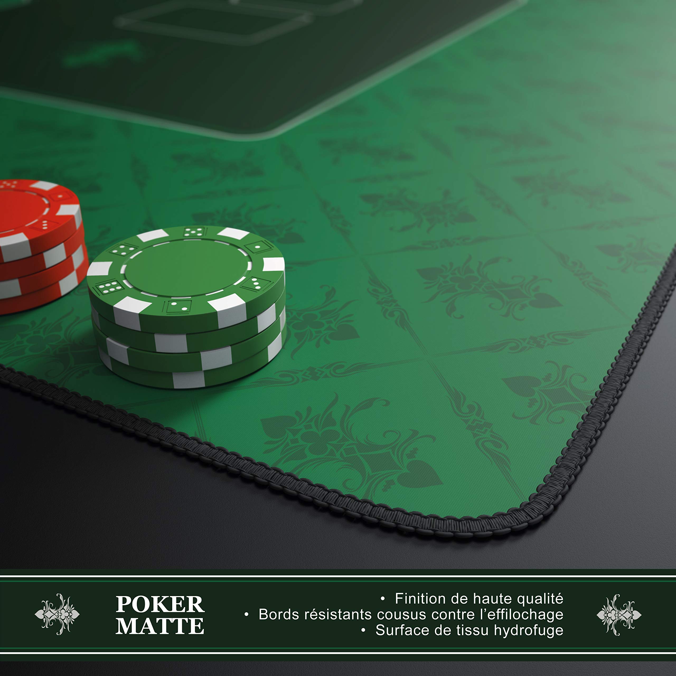 CSL- Tapis de Poker rectangulaire Vert 1000x600mm, sous-Main Bureau 100x60cm, Table pour Jeux de Poker, Taille Large XXL, Surface en Tissu, Base antidérapante, Précision et Confort