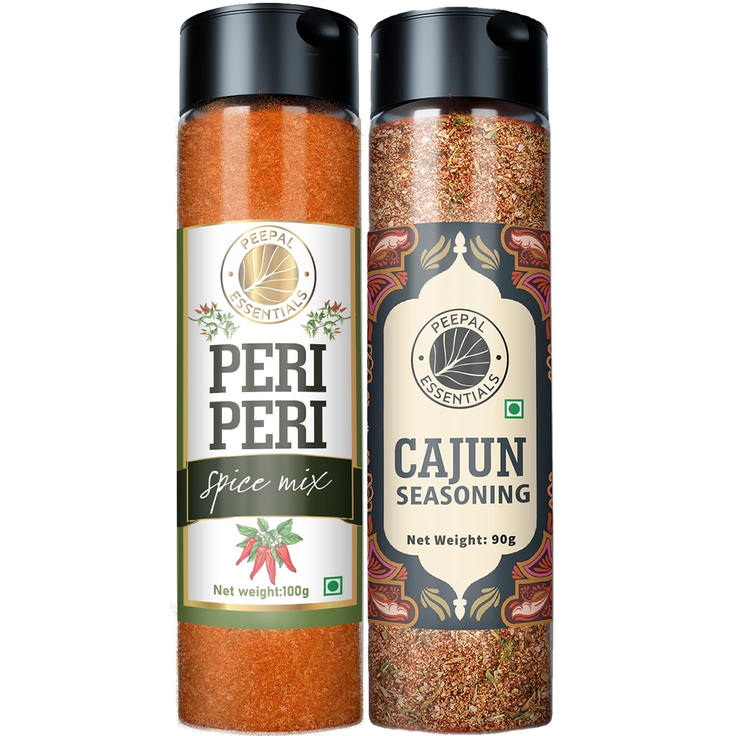 Peepal Essentials Peri Peri Seasoning (100g) & Cajun Seasoning (90g) No Added Colors
