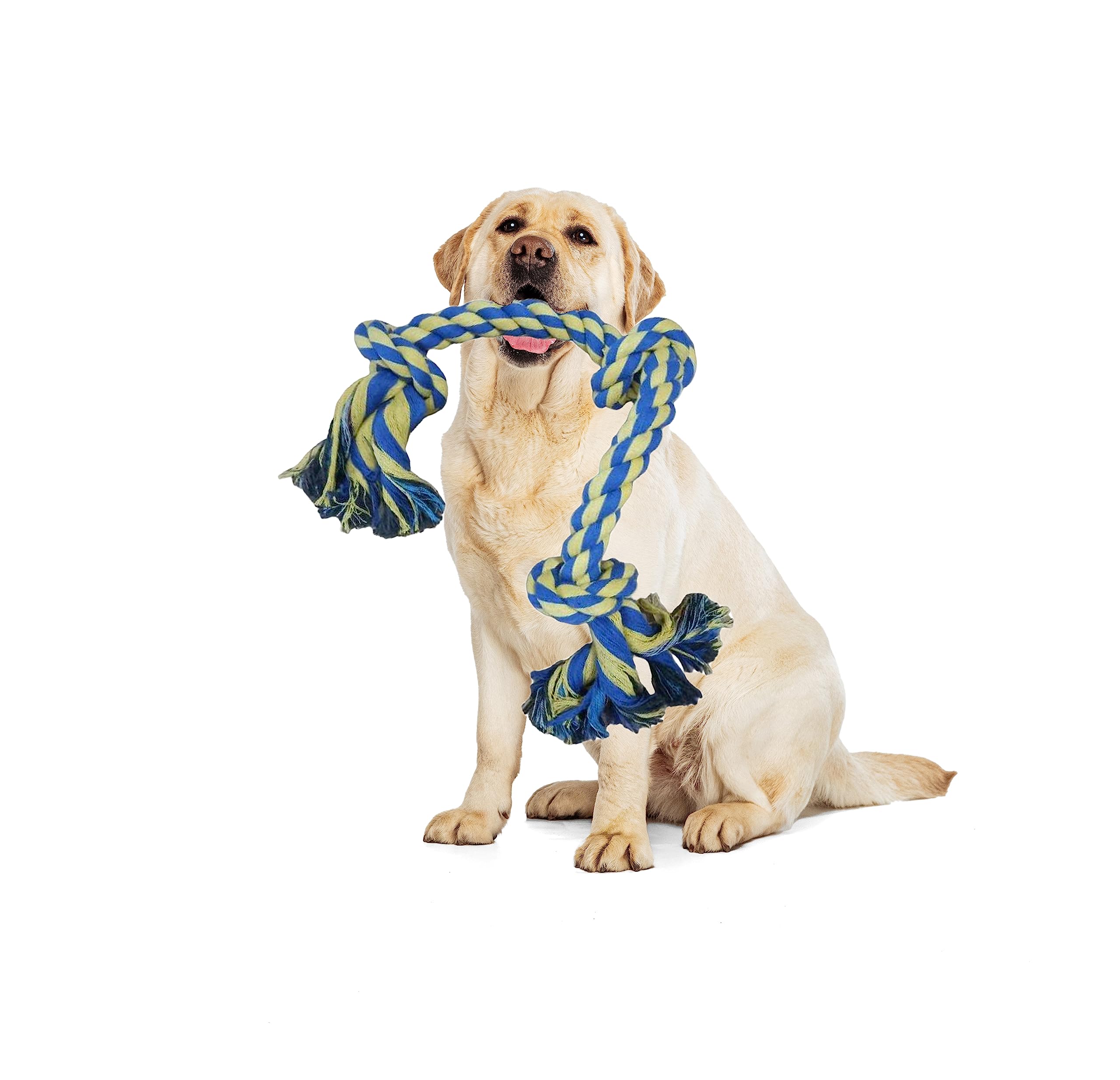 Tough Dogs Chew Toy Rope, for Aggressive Chewers,Large and Medium Dogs 3 Big Knots, 60 CM, Designed for Tug of War,Indestructible Rope Made of Cotton Thread,Dog Toy Teeth Cleaning