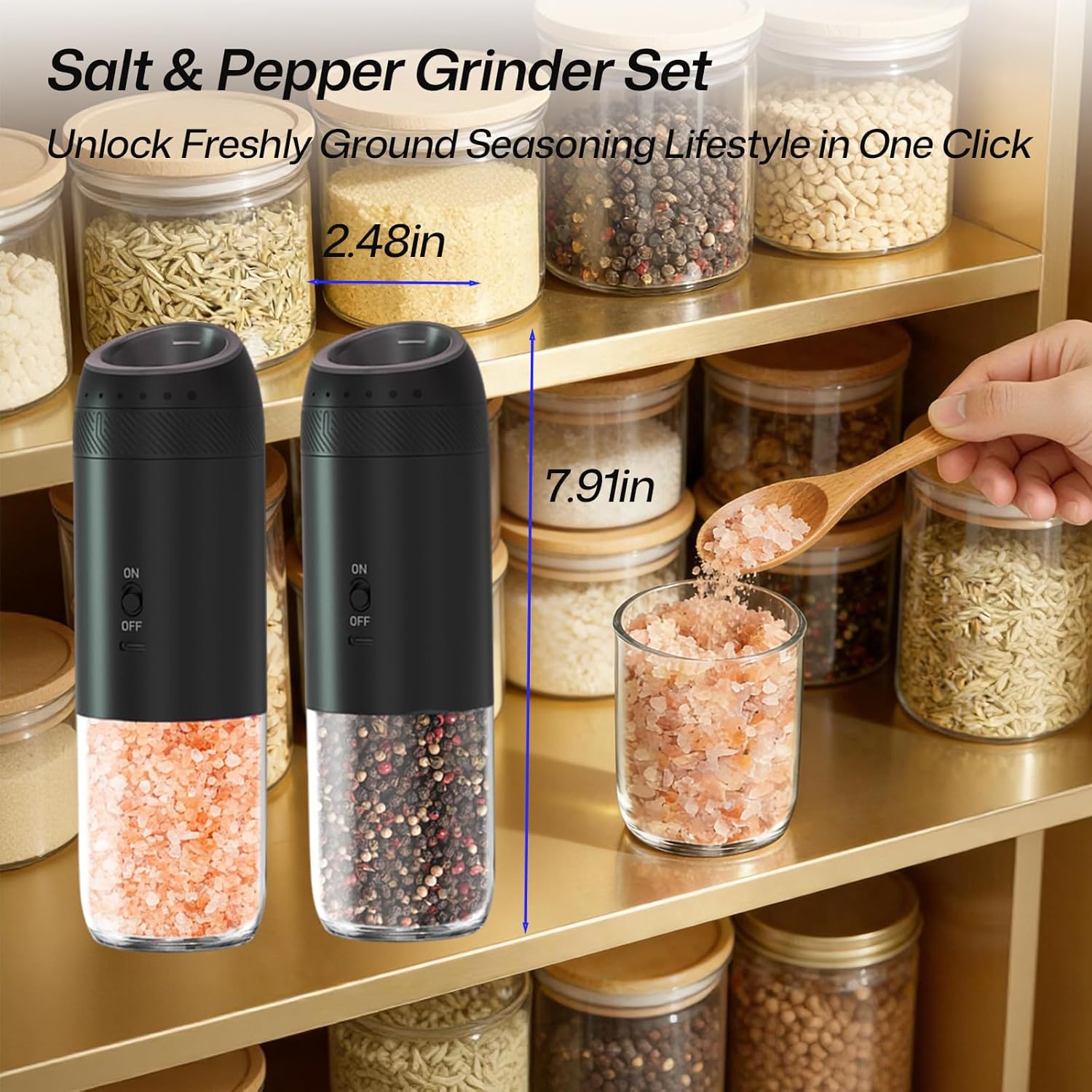 Gravity Electric Salt and Pepper Grinder Set Automatic Shakers Upgraded Pepper Mill