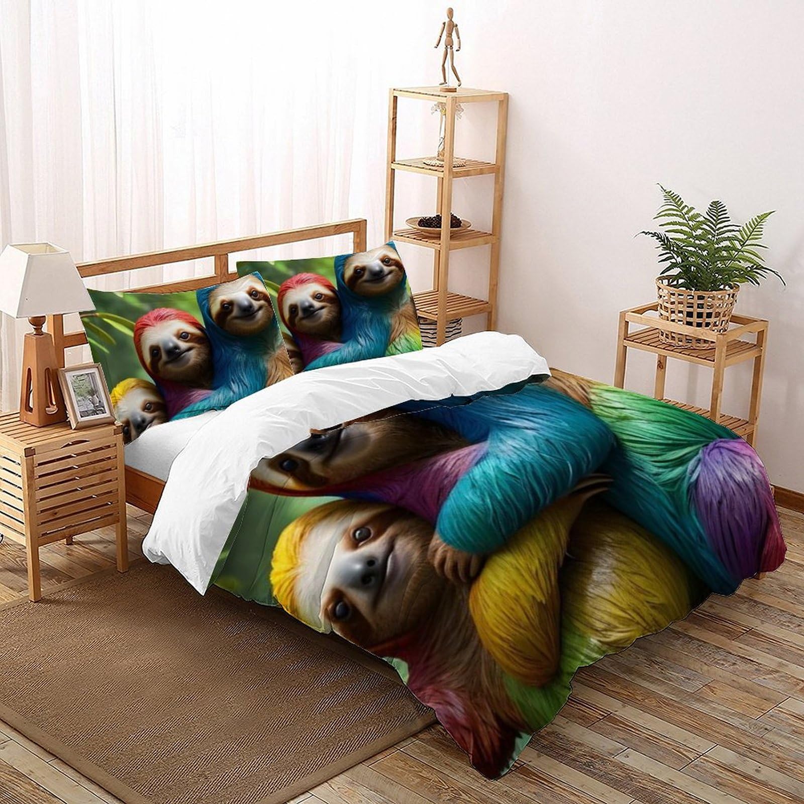 Housse de couette paresseux 260x220cm infroissable pour lit king size sans repassage