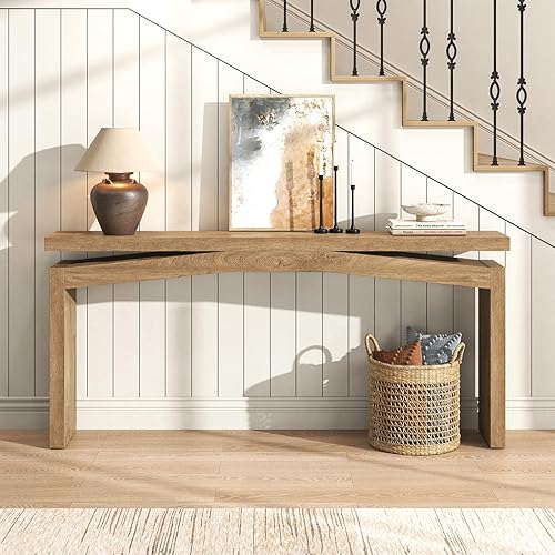Miniatura 8 de Mesa consola de madera de 63 pulgadas para entrada, mesa rectangular larga de madera para sofá detrás del sofá, mesa grande de entrada de casa de