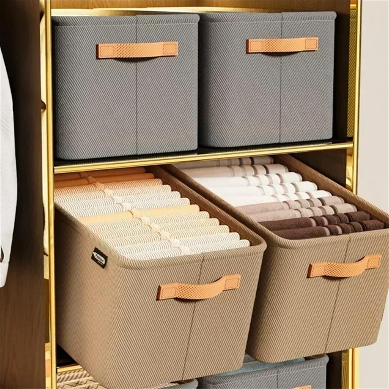 Caja organizadora de guardarropa for almacenamiento en el armario, cajones ropa interior, dormitorio, calcetines, pantalones y sujetador(L 2PCS Mix)