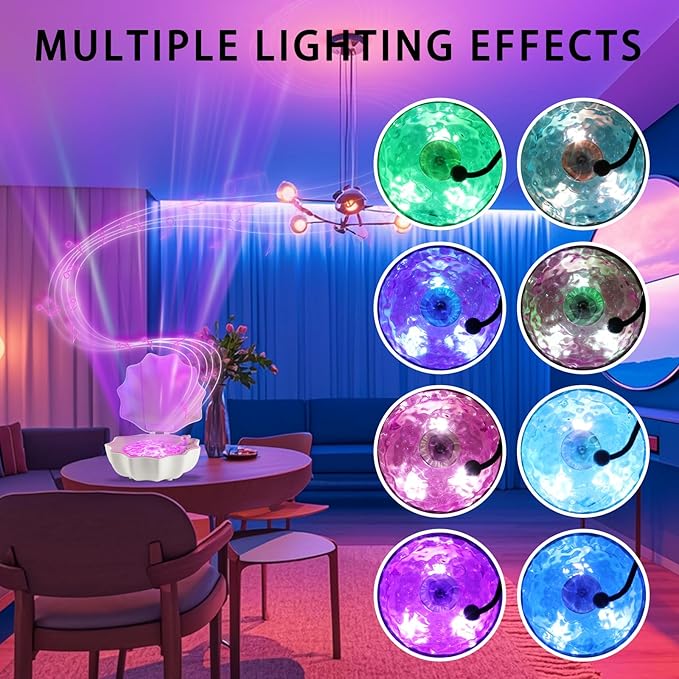 FOTN Shell Ocean Lamp, Northern Lights Ocean Wave Projector Light with Portable Speaker, 7 Colors Gradual Rotating Flame Water Lamp,Night Light and Also A Bluetooth Speaker, Music Helps You Sleep (Blue) photo 3