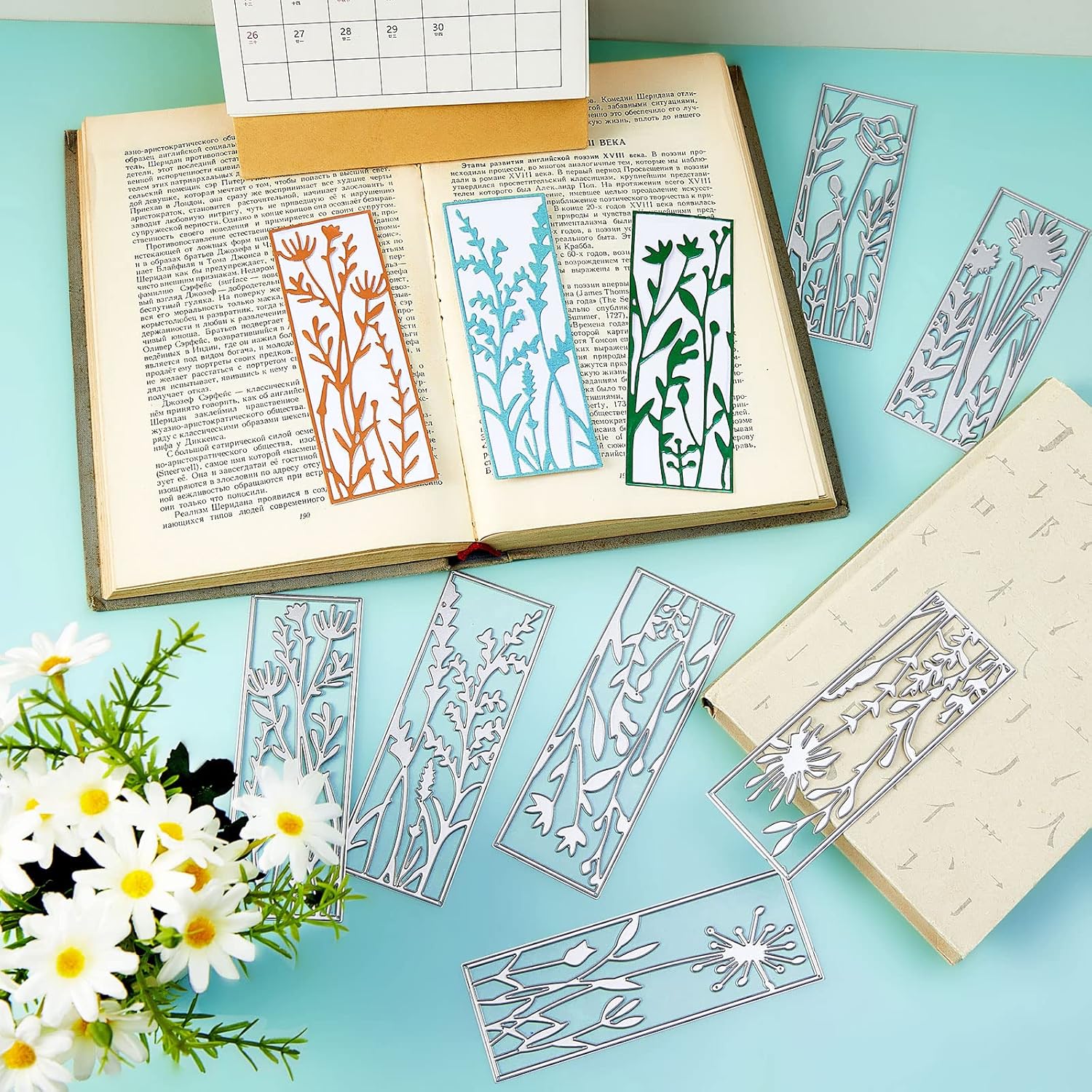 7 Pcs Metal Flower Frame Cutting Dies Embossing Stencils Template Craft Dies Scrapbooking Die Cut Bookmark Flowers Metal Dies for Card Making Bookmark Album Decoration : Arts, Crafts & Sewing