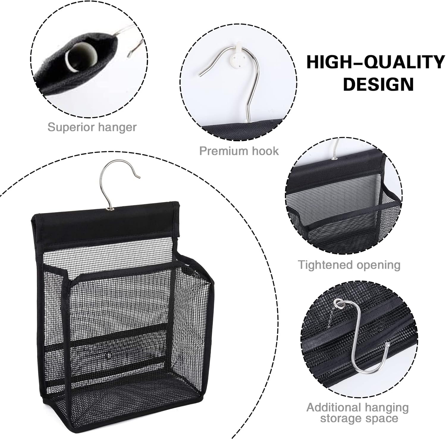 Hanging Mesh Bath Baskets Organizer Storage Shower Caddy College with Hooks for College Dorm Rooms, Gym, Swimming and Travel (3)