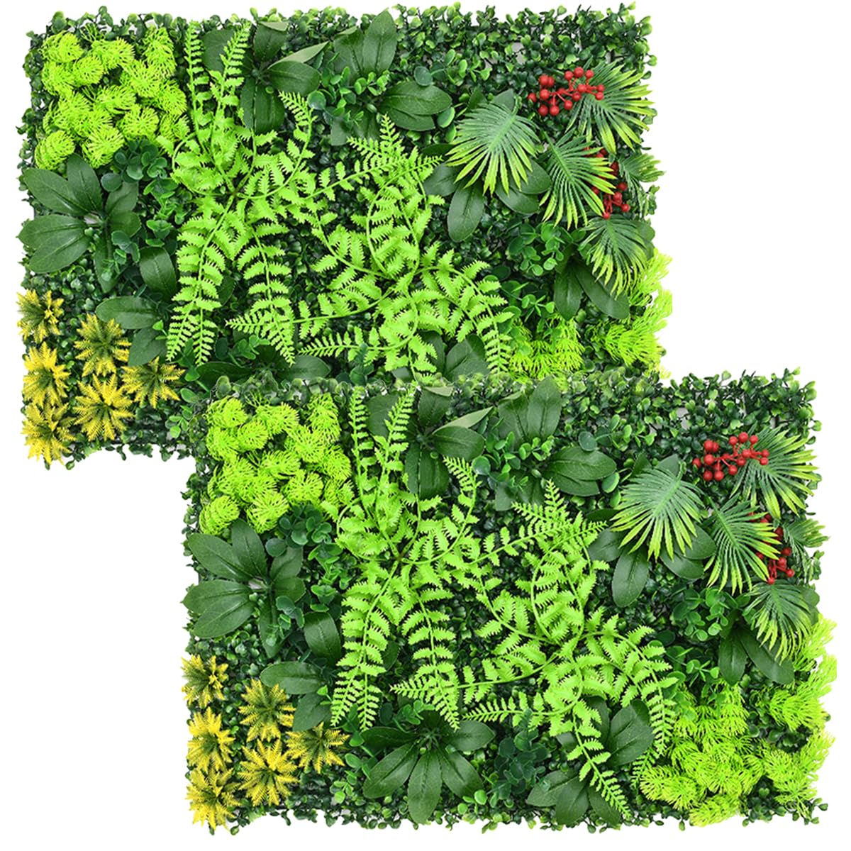 2Pcs Artificial Plant Living Wall Panels 60×40cm Reusable Grass Backdrop Wall Panel Green Privacy Hedge Fence Screening Home Garden Spring Leaf Backdrop for Indoor Outdoor Garden Wedding Decor