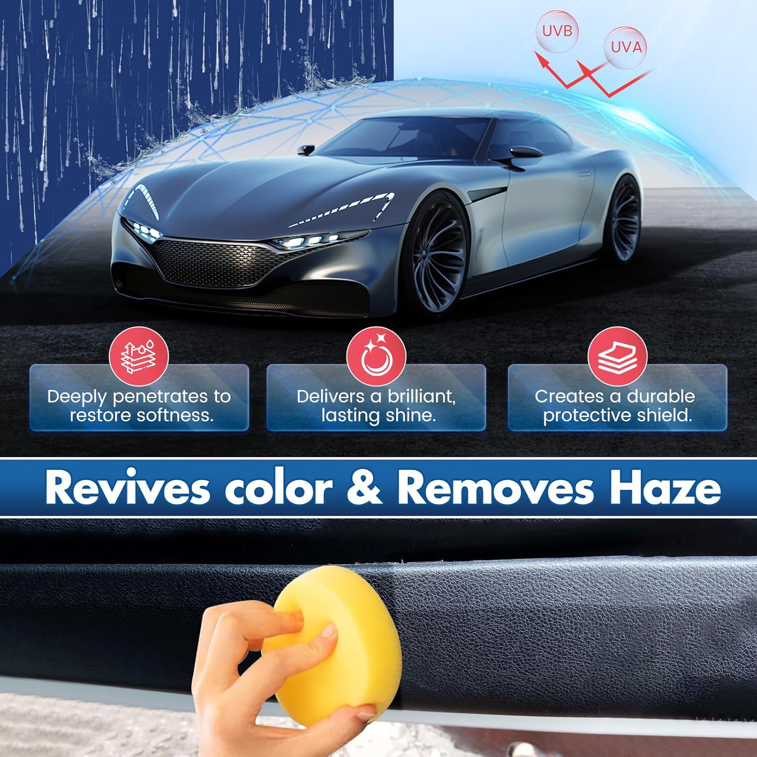 Plastic Trim Restorer with Applicator for Car Interior & Exterior | Long Lasting UV Protection to Restore & Prevent Fading, Cracking on Faded Bumpers, Vinyl, Rubber Trim - 5oz/150ml - Image 4