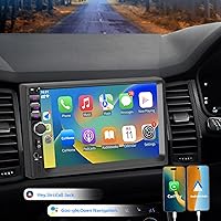 Vista 3 de Estéreo de auto doble DIN con Apple Carplay y Android Auto, radio de coche con pantalla táctil de 7 pulgadas, Bluetooth, FM, cámara de respaldo
