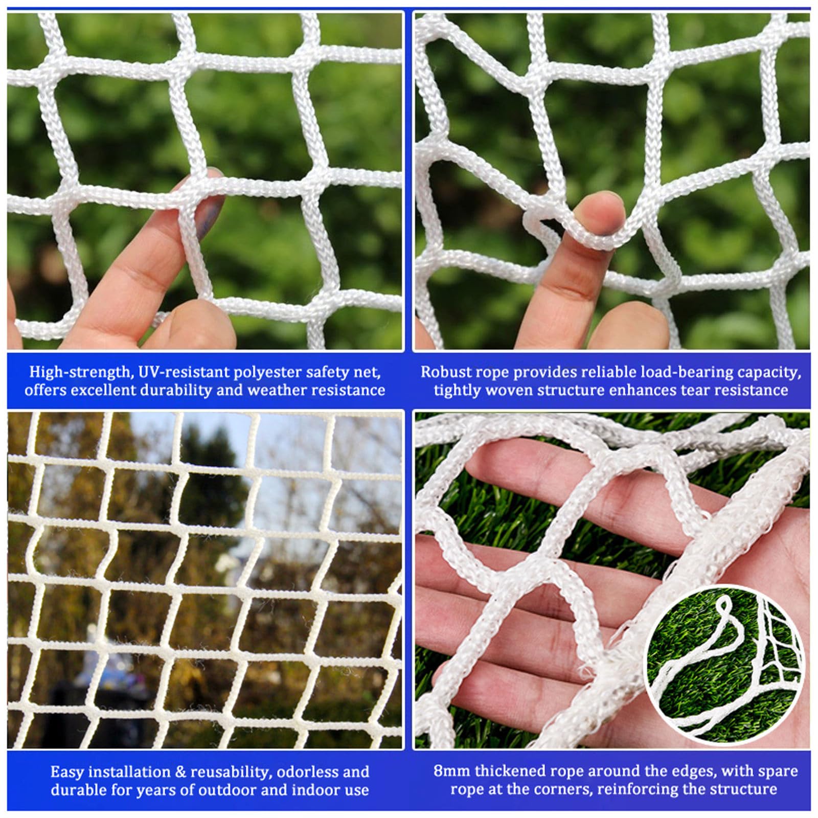 Rete di Sicurezza per Bambini Gatti, Rete di Protezione Arresto Caduta Zenza Nodi Resistente All'Usura per Scale e Balconi Ringhiere Altalena Da Giardino(Size:1 * 2m(3 * 7ft),Color:bianco)