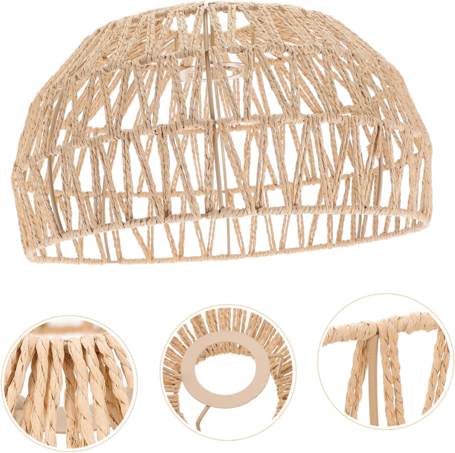 Rattan Lamp Rattan Woven Lamp Shade Pendant Light Shade Ceiling Light Replacement for Chandelier Flush Mount Ceiling Fixture Brown