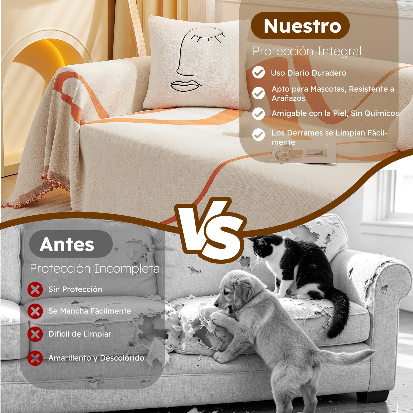 Manta sofá Funda de sofá Decorativo Universal Cuatro Estaciones Borla Tejida Almohadilla sofá Abstracción Geometría Líneas Multifuncional Suave Cómodo Cover Cubre sofá 180 * 340cm Naranja