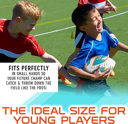 Vista 151 de Franklin Sports NFL Team Footballs - Rubber Youth Mini Balls for All Teams - Kids 8.5" Football + Air Pump Sets - Official NFL Licensed