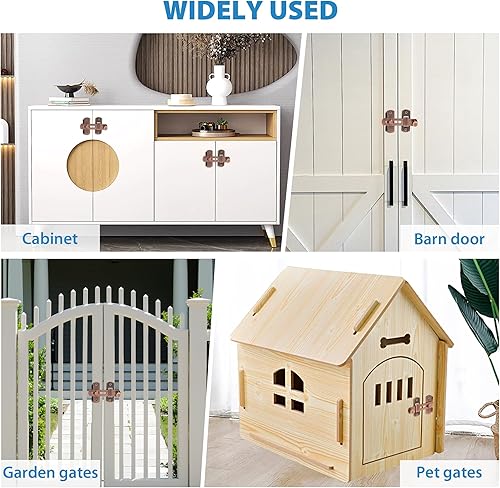 Miniatura 16 de Alise Cerradura de puerta de 4 pulgadas, cerradura de puerta de seguridad para valla de madera de granero, puertas francesas deslizantes, accesorios