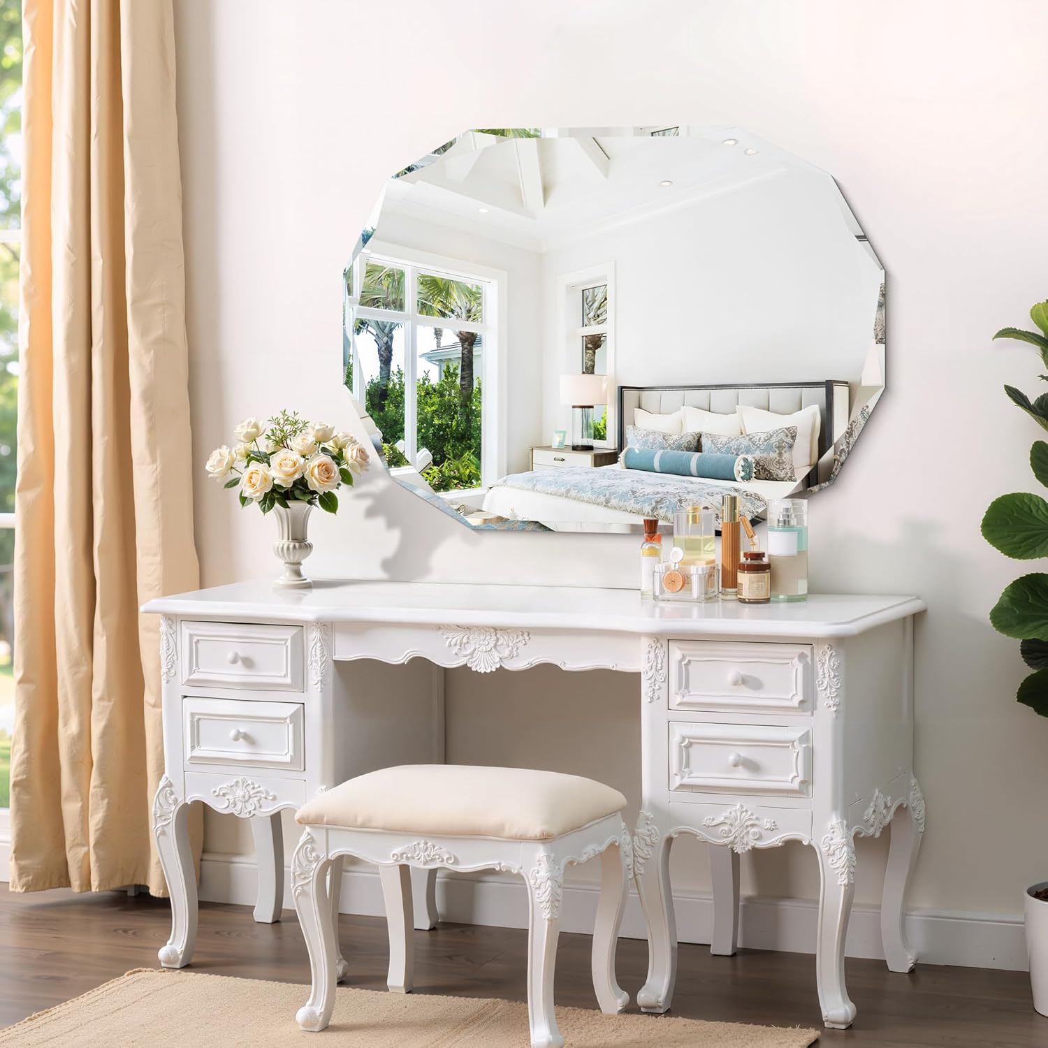 GLASHOM Frameless Bathroom Mirror, 30x40 inch Frameless Wall Mirrors Beveled Edge Wall Mounted, Oval Mirror for Bathroom, Living Room, Over Sink, Entryway Mirror Horizontal or Vertical