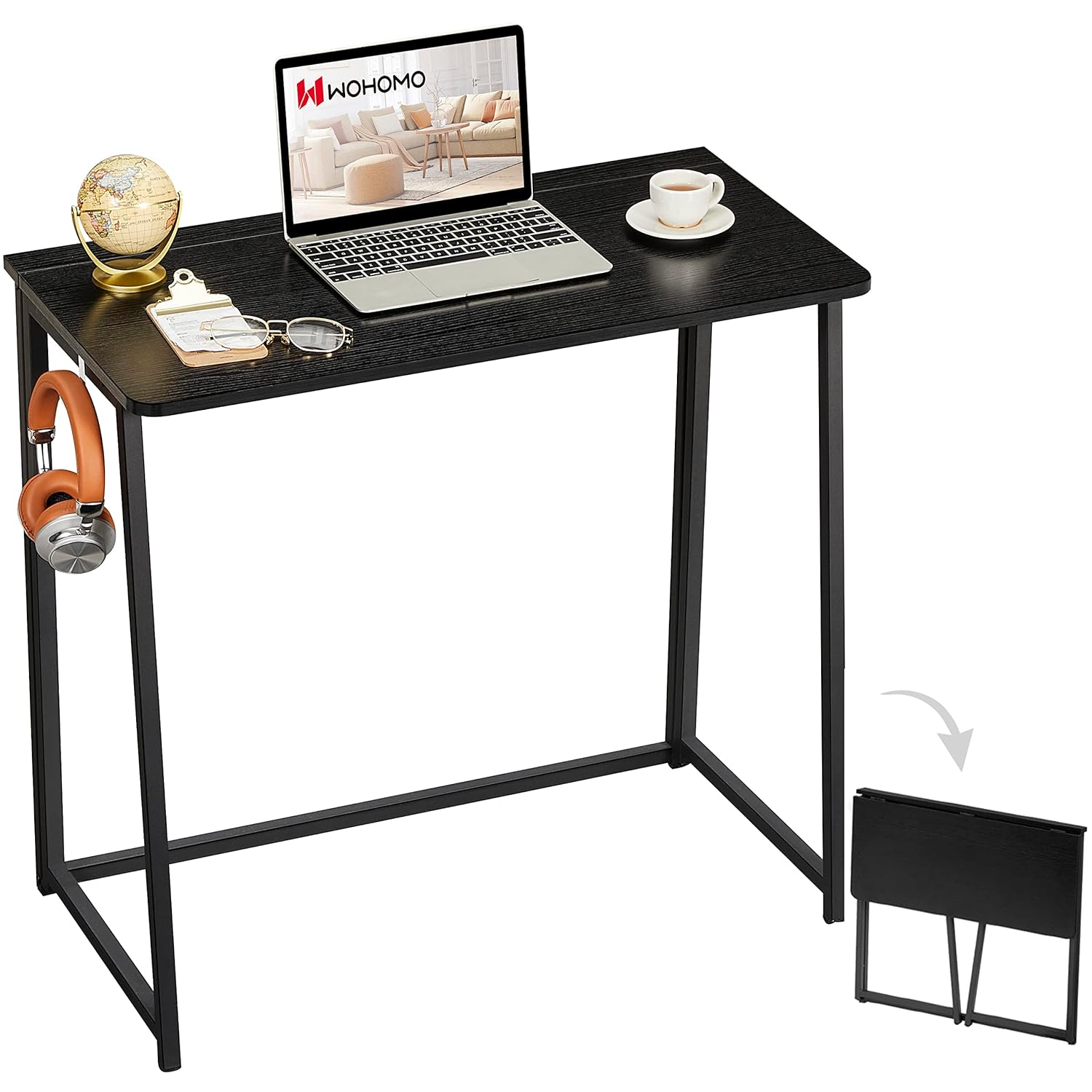 WOHOMO Folding Computer Desk Small Writing Foldable Desk 31 5 Space-Saving Laptop Table Easy Assemble Workstation for Home
