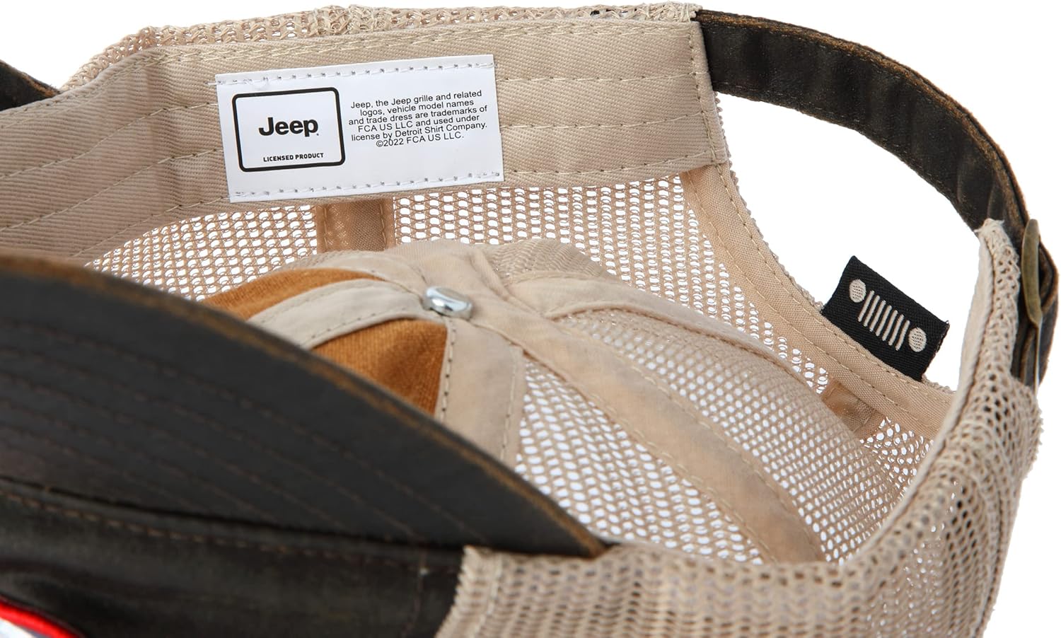 Jeep Waxed Chino Twill Patch Hat/Light Mesh with Rugged Reconditioned Look - Brown/Khaki - Image 5