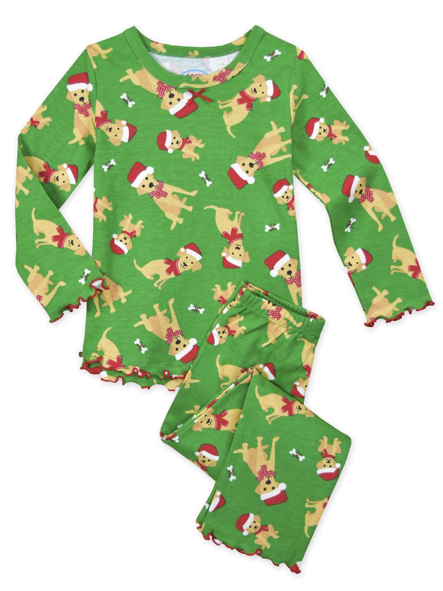 Sara's Prints Baby Girls Cozy Ruffled Relaxed Fit Pajama Set, Yellow Labs-YLS, 12M