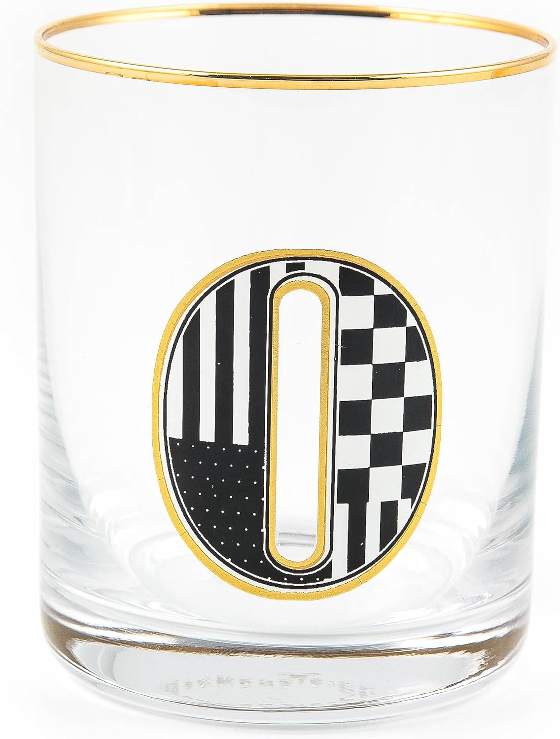 MACKENZIE-CHILDS Monogram Tumbler, Glass Tumbler with Letter, 14 Ounces, O
