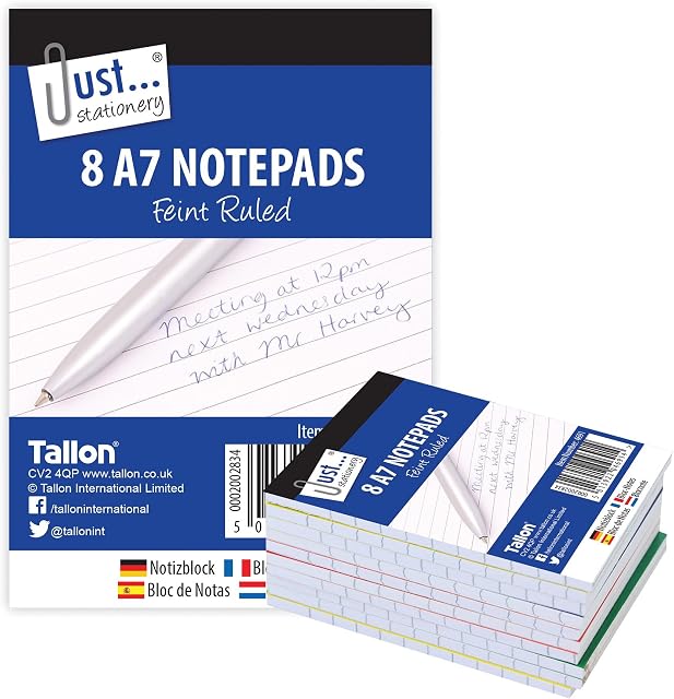 Just stationery A7 Notepad (Pack of 8), 4691