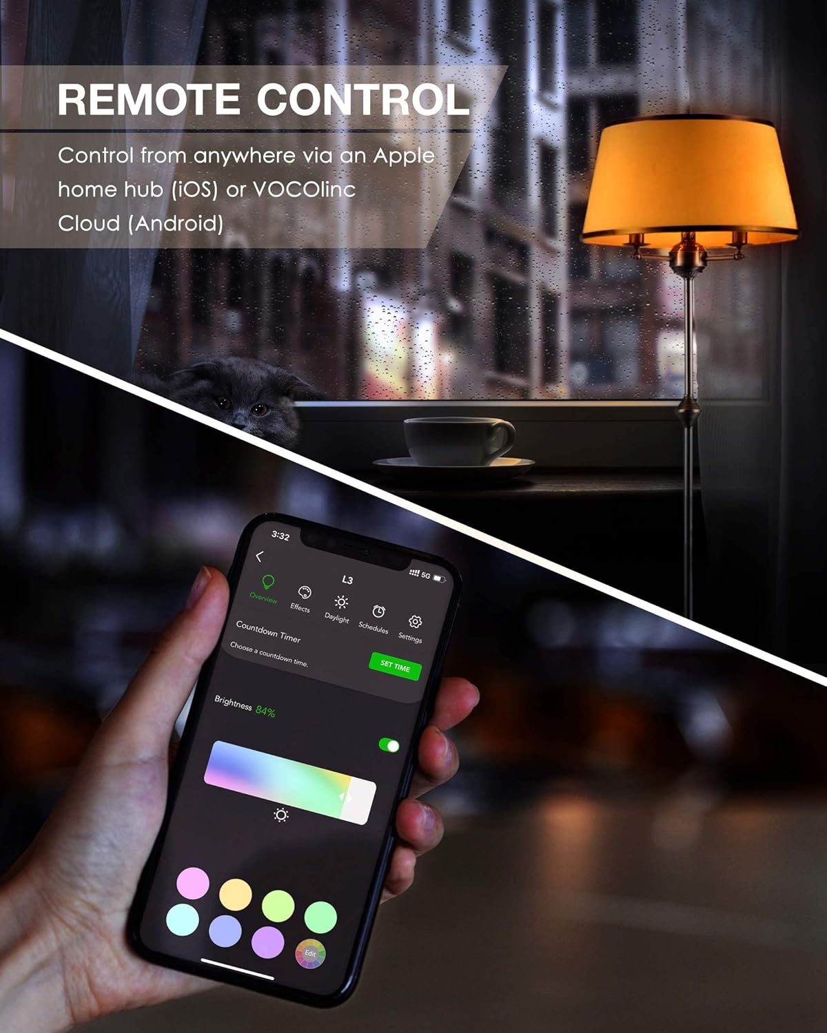 Best Cyber Monday 🔥 VOCOlinc Smart Light Bulbs Dimmable,A21 LED Smart Bulb,RGBW Ambiance WiFi Smart Bulbs That Work with Alexa Google Home & Apple HomeKit,E26 9.5W 850LM 60W Equivalent No Hub Required 2.4GHz Only(3PACK)