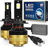 H7 Headlight Bulbs Combo, 55W 12000LM Super Bright 6500K White LED Light Bulbs with High Beam Low Beam, Plug and Play, 12-24V DC, Pack of 2